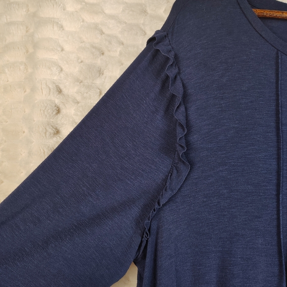 Aerie Navy Real Soft Pleated Shirt with Ruffle Accents Women's Size XXL - Picture 5 of 11